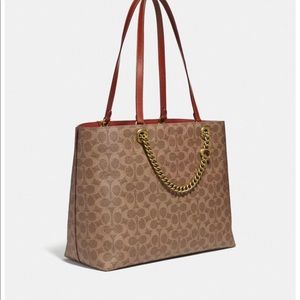 Coach Signature Chain Convertible Tote Signature Canvas